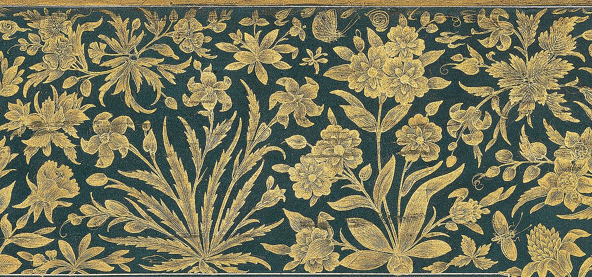 "A Youth Fallen From a Tree", Folio from the Shah Jahan Album, Painting by Aqa Riza (Iranian, born Meshhed, ca. 1560, active until ca. 1621), Ink, opaque watercolor, and gold on paper