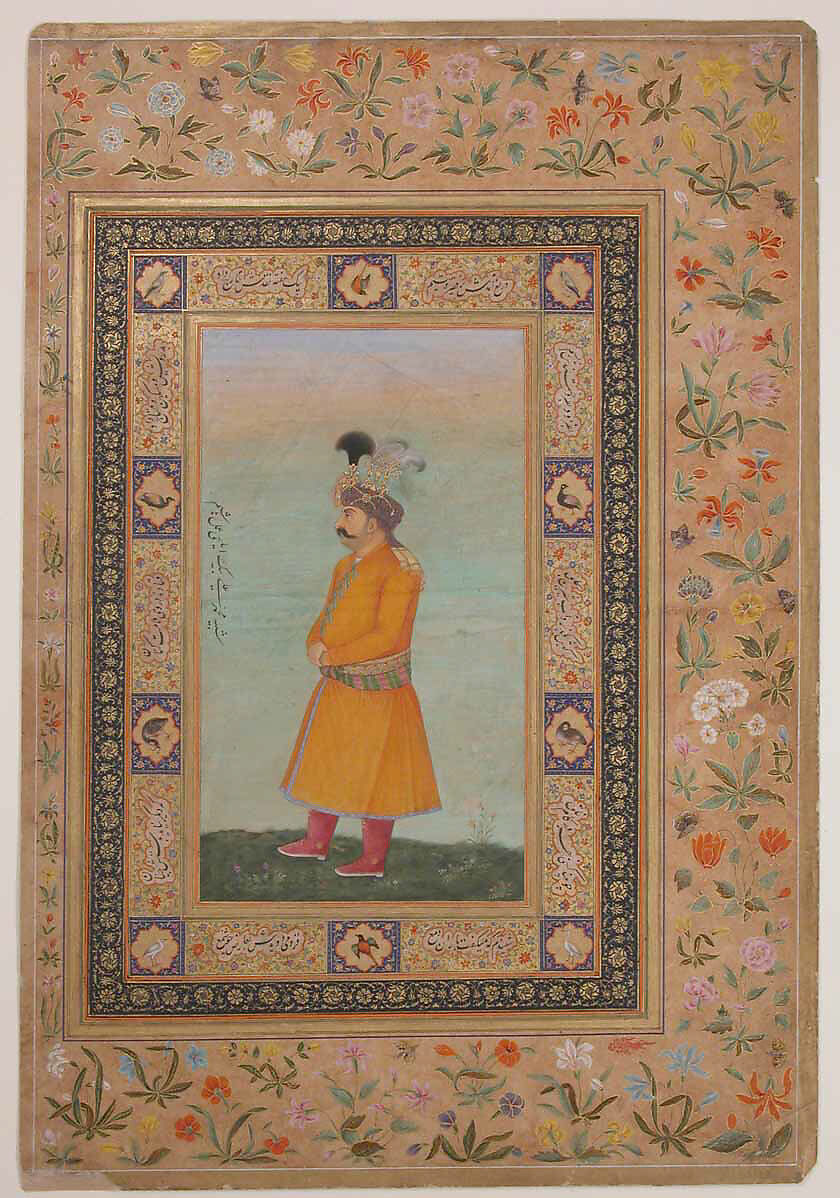 "Portrait of Muhammad Ali Baig", Folio from the Shah Jahan Album, Ink, opaque watercolor, and gold on paper