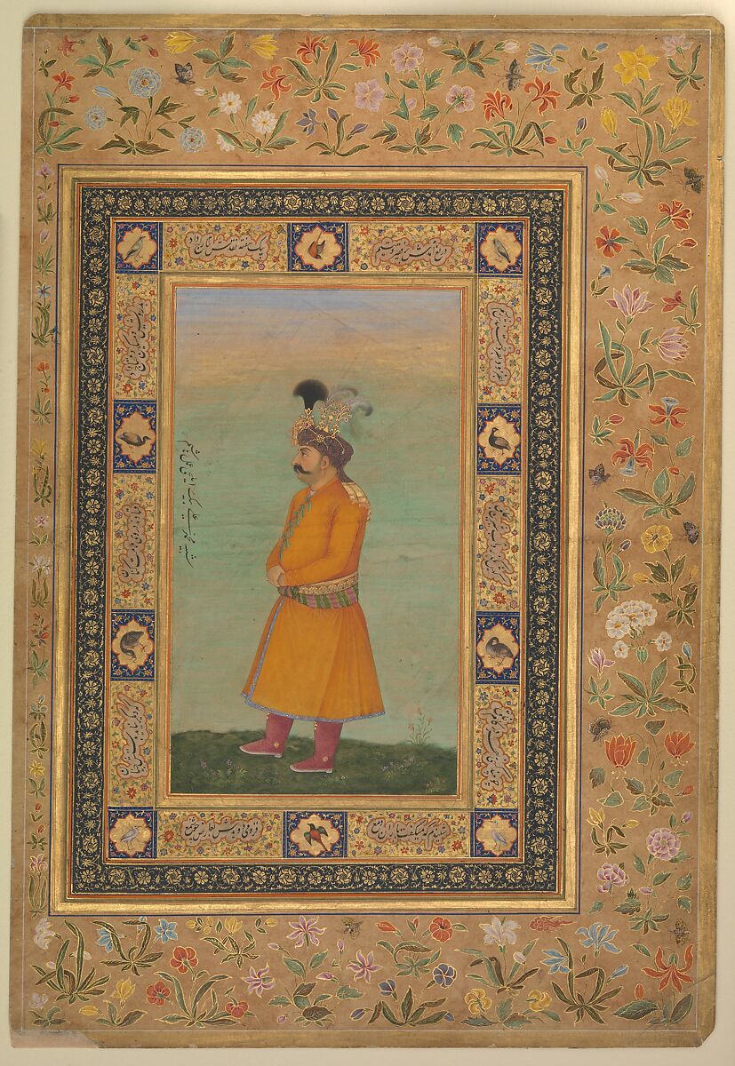 "Portrait of Muhammad Ali Baig", Folio from the Shah Jahan Album, Ink, opaque watercolor, and gold on paper 