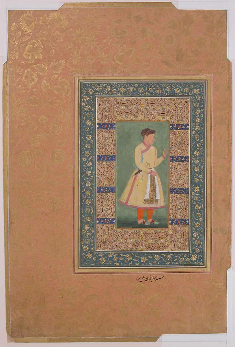 "Portrait of Zamana Beg, Mahabat Khan", Folio from the Shah Jahan Album, Painting by Manohar (active ca. 1582–1624), Ink, opaque watercolor, and gold on paper