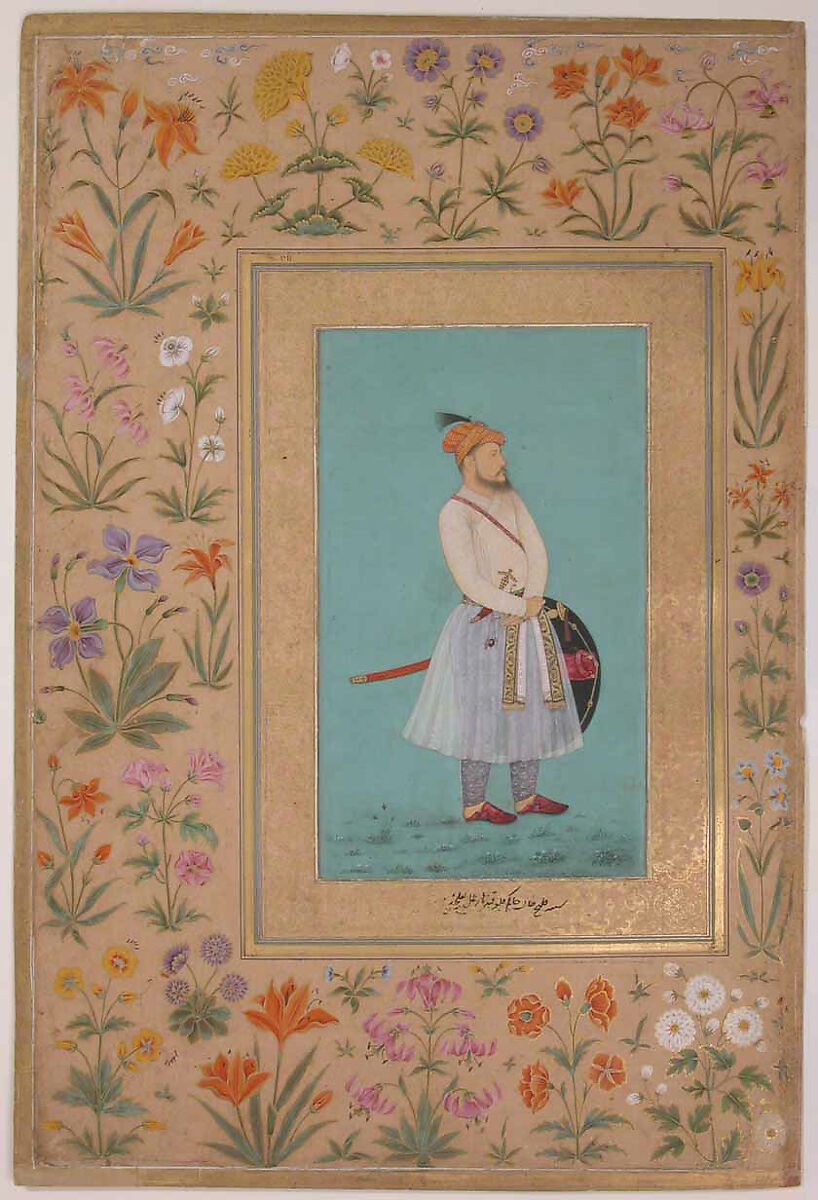 "Portrait of Qilich Khan Turani", Folio from the Shah Jahan Album, Painting by La'lchand, Ink, opaque watercolor, and gold on paper