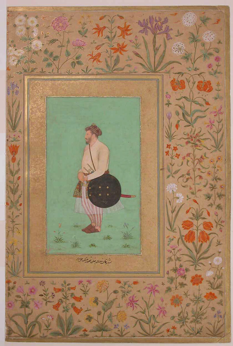 "Portrait of Khan Dauran Bahadur Nusrat Jang", Folio from the Shah Jahan Album, Painting by Murad, Ink, opaque watercolor, and gold on paper