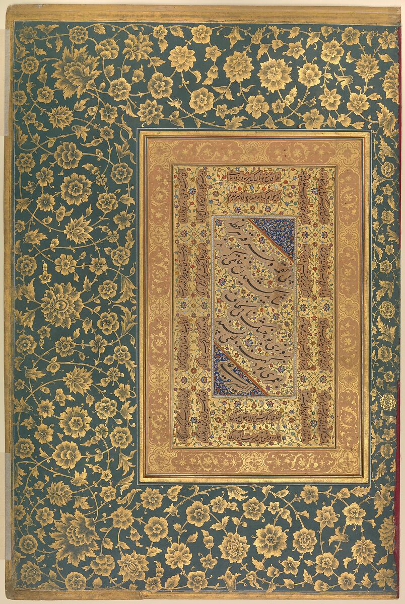 "Portrait of Jahangir Beg, Jansipar Khan", Folio from the Shah Jahan Album, Painting by Balchand (Indian, 1595–ca. 1650), Ink, opaque watercolor, and gold on paper