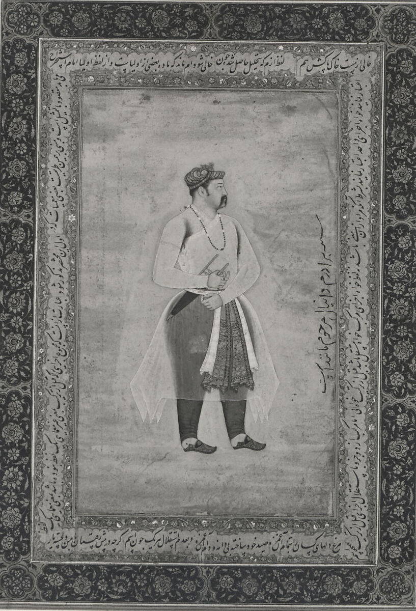 "Unwan", Folio from the Shah Jahan Album, Mir 'Ali Haravi (died ca. 1550), Ink, opaque watercolor, and gold on paper