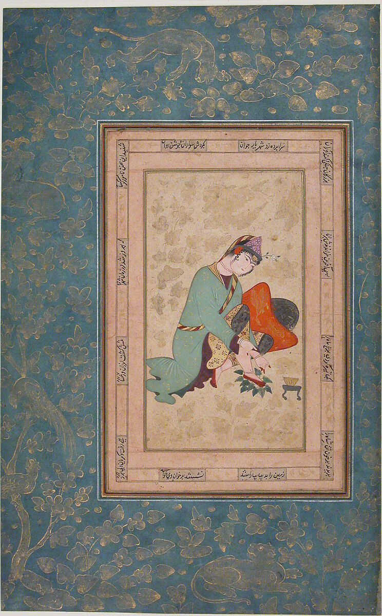 Woman  Applying Henna, Ink, opaque watercolor, and gold on paper