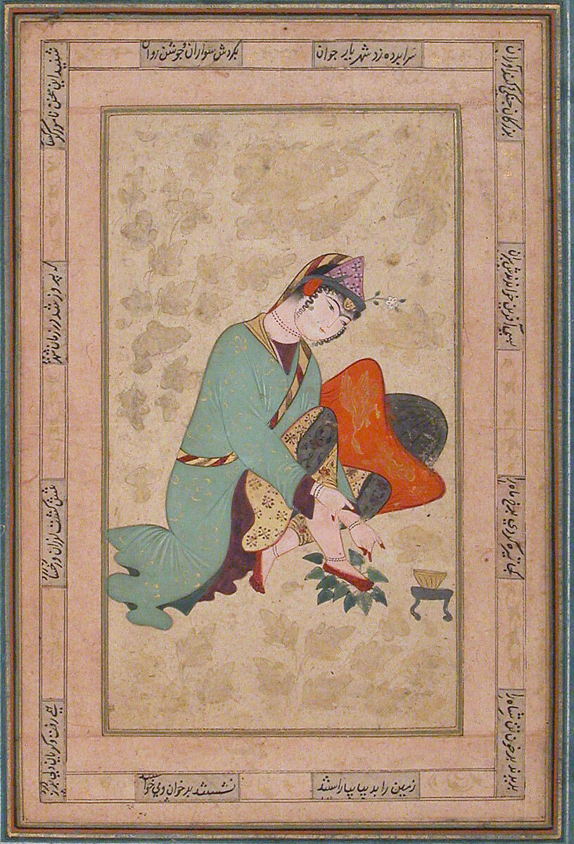 Woman  Applying Henna, Ink, opaque watercolor, and gold on paper