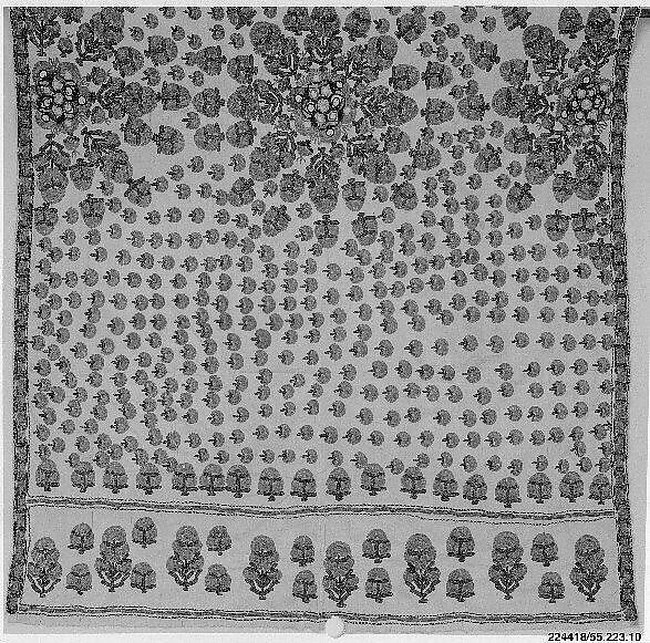 Shawl, Cotton; embroidered in silk