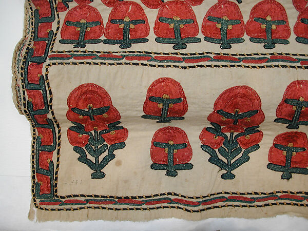 Shawl, Cotton; embroidered in silk