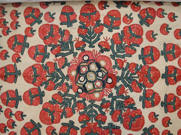 Shawl, Cotton; embroidered in silk