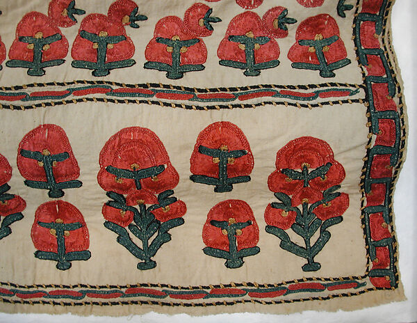 Shawl, Cotton; embroidered in silk