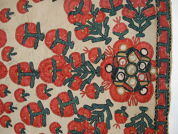 Shawl, Cotton; embroidered in silk