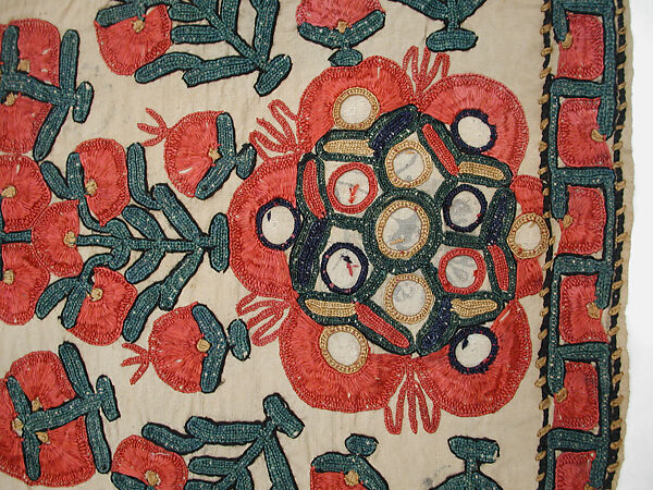 Shawl, Cotton; embroidered in silk