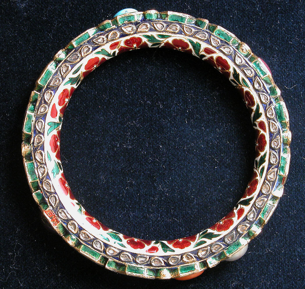 Bracelet or Armlet, Gold, enamel, semi-precious stones 