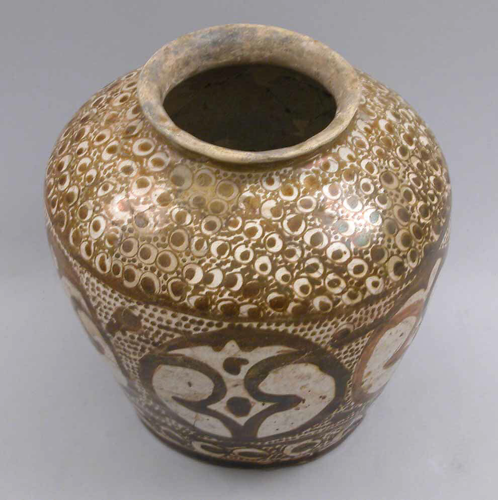 Luster Jar with Medallions and Peacock-Eye Pattern, Earthenware; luster-painted 