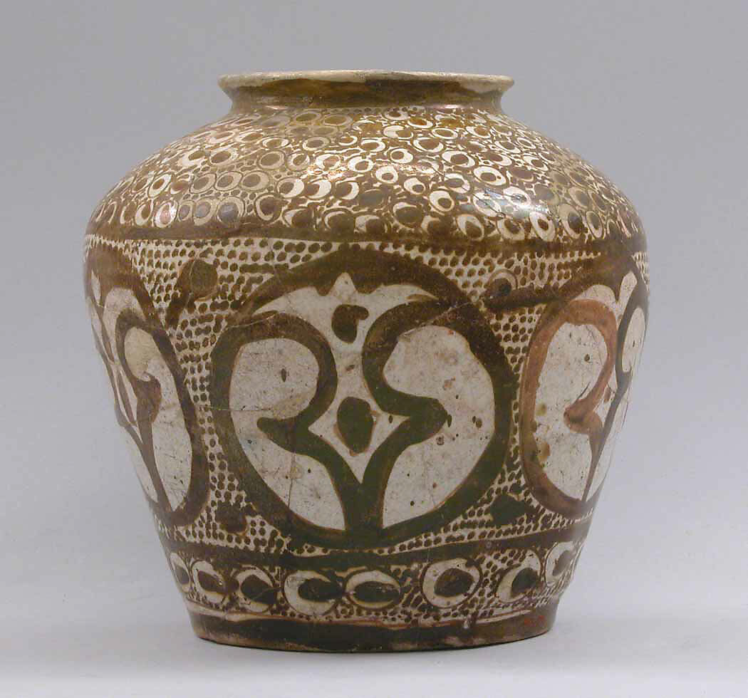 Luster Jar with Medallions and Peacock-Eye Pattern, Earthenware; luster-painted