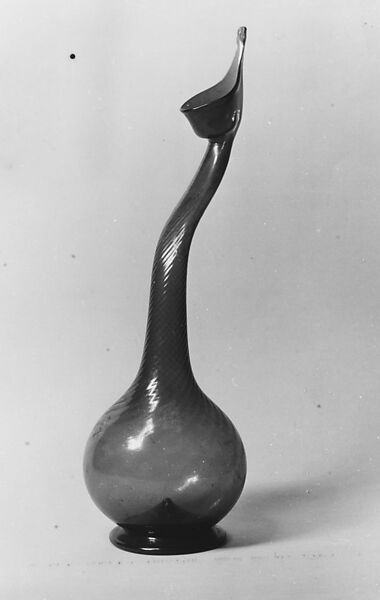 Swan-Neck Bottle (Ashkdan), Glass; mold blown, applied, tooled on the pontil