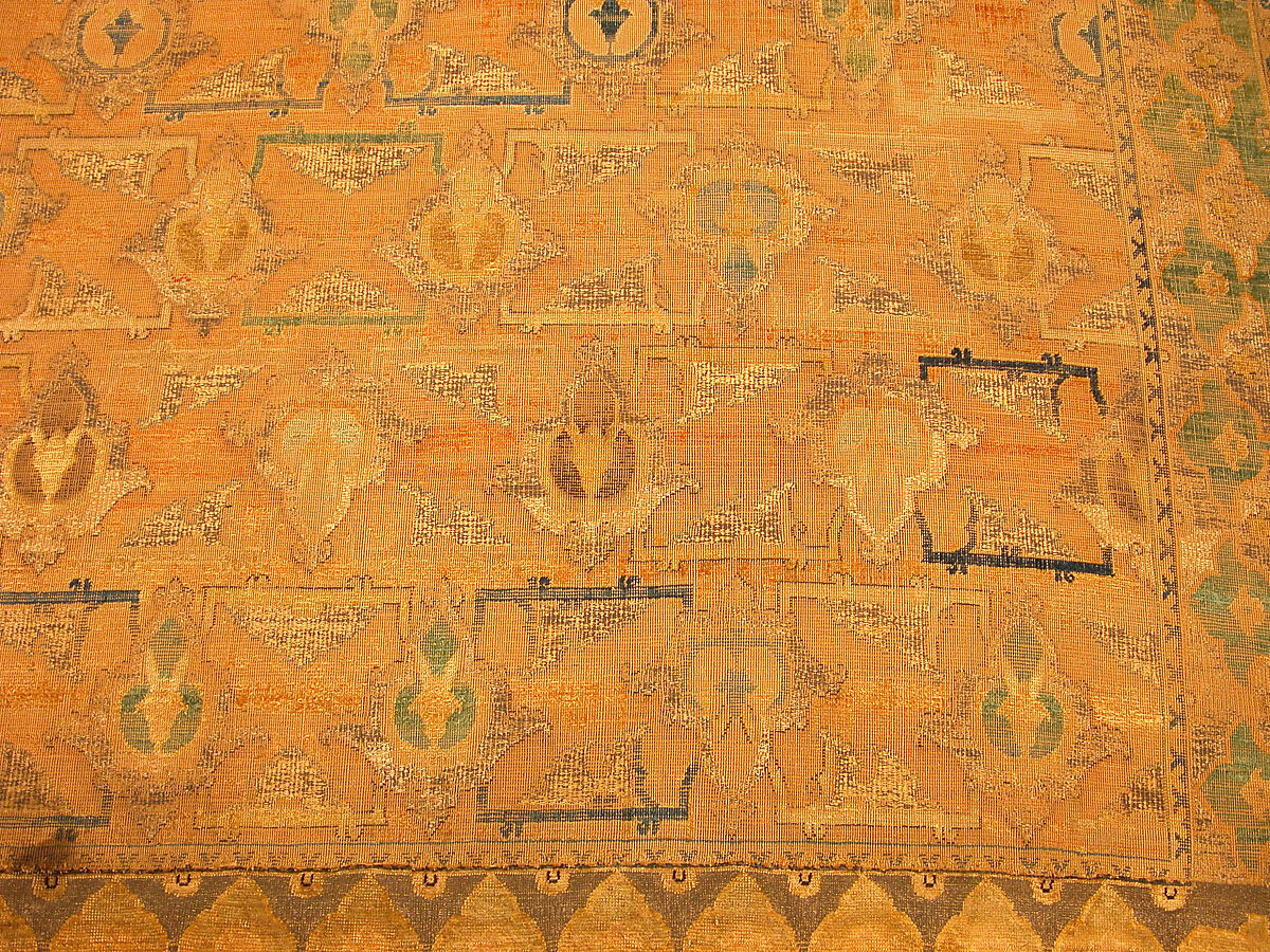 Polonaise Carpet, Cotton (warp), silk (weft and pile), metal wrapped thread; asymmetrically knotted pile, brocaded