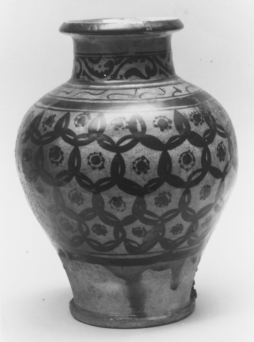 Jar, Stonepaste; underglaze painted under transparent turquoise glaze.