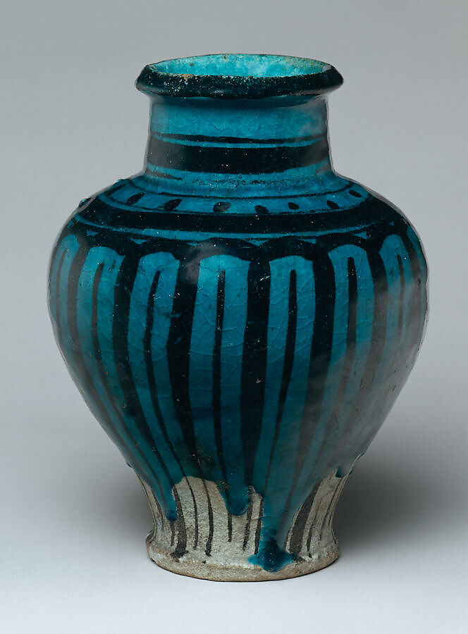 Vase, Stonepaste; painted under transparent turquoise glaze 