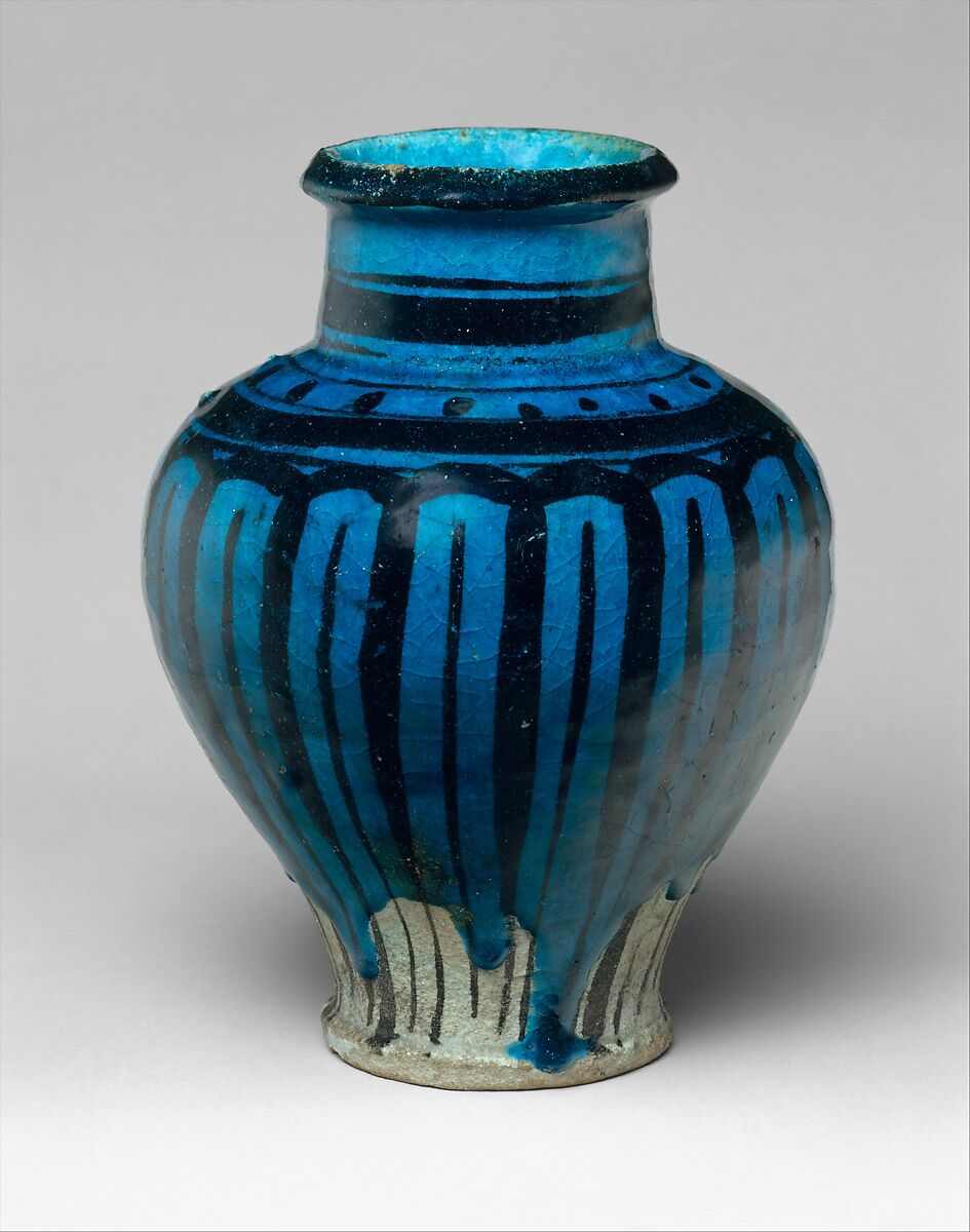 Vase, Stonepaste; painted under transparent turquoise glaze