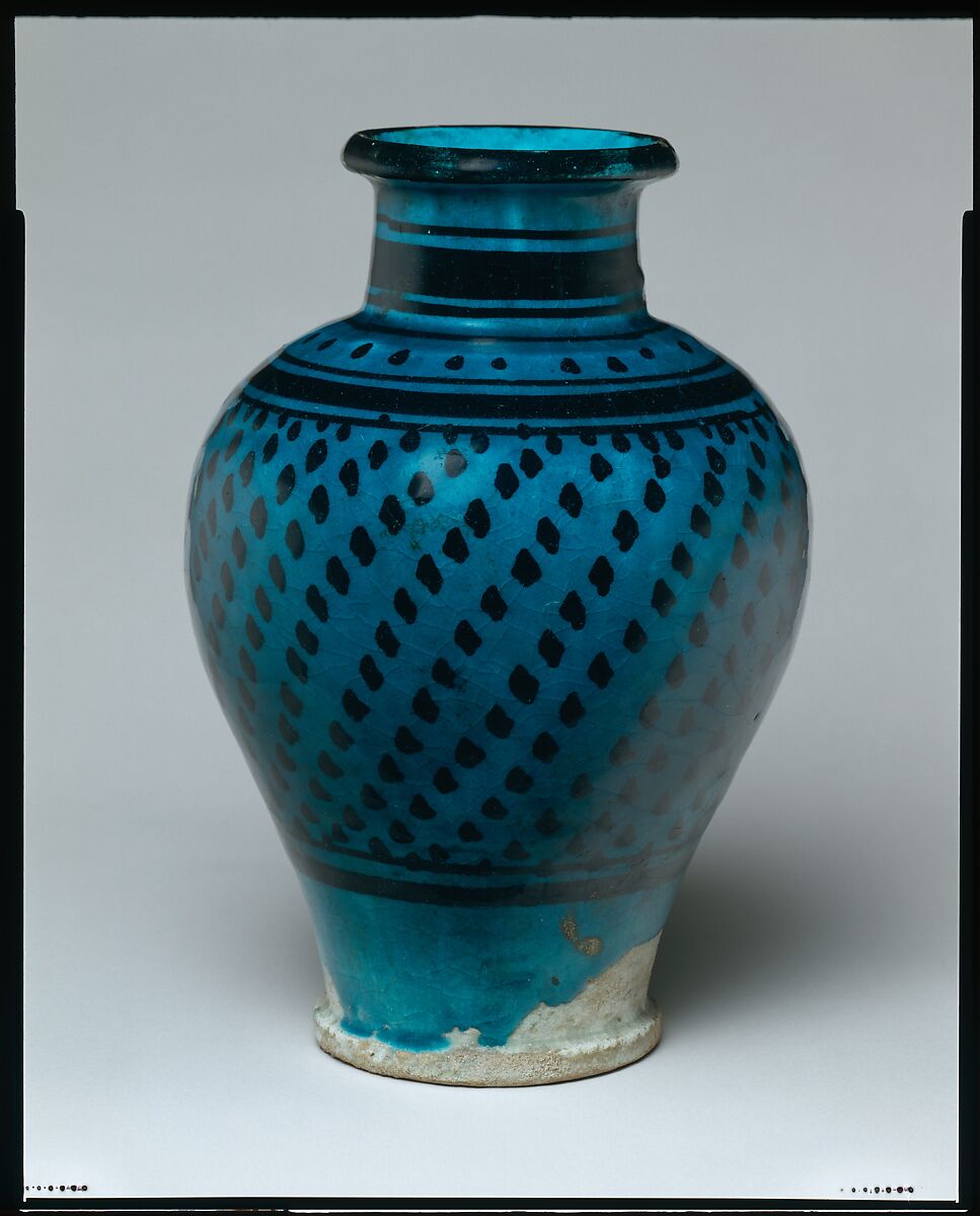 Jar, Stonepaste; painted under transparent turquoise glaze