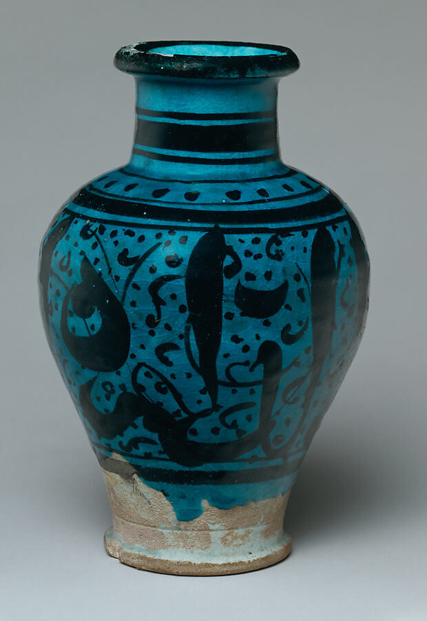 Jar, Stonepaste; painted under transparent turquoise glaze 