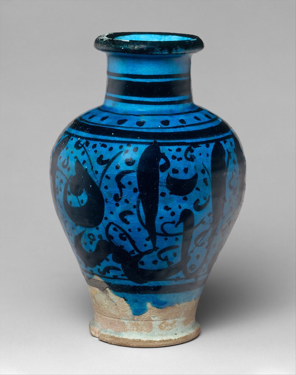 Jar, Stonepaste; painted under transparent turquoise glaze