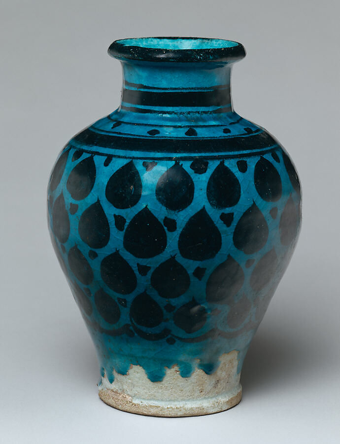 Jar, Stonepaste; painted under transparent turquoise glaze 