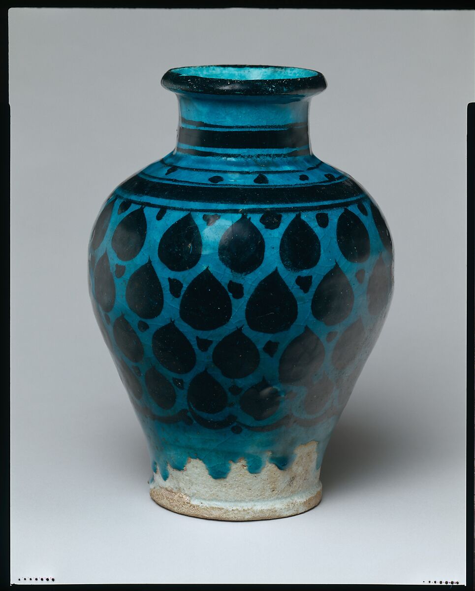 Jar, Stonepaste; painted under transparent turquoise glaze