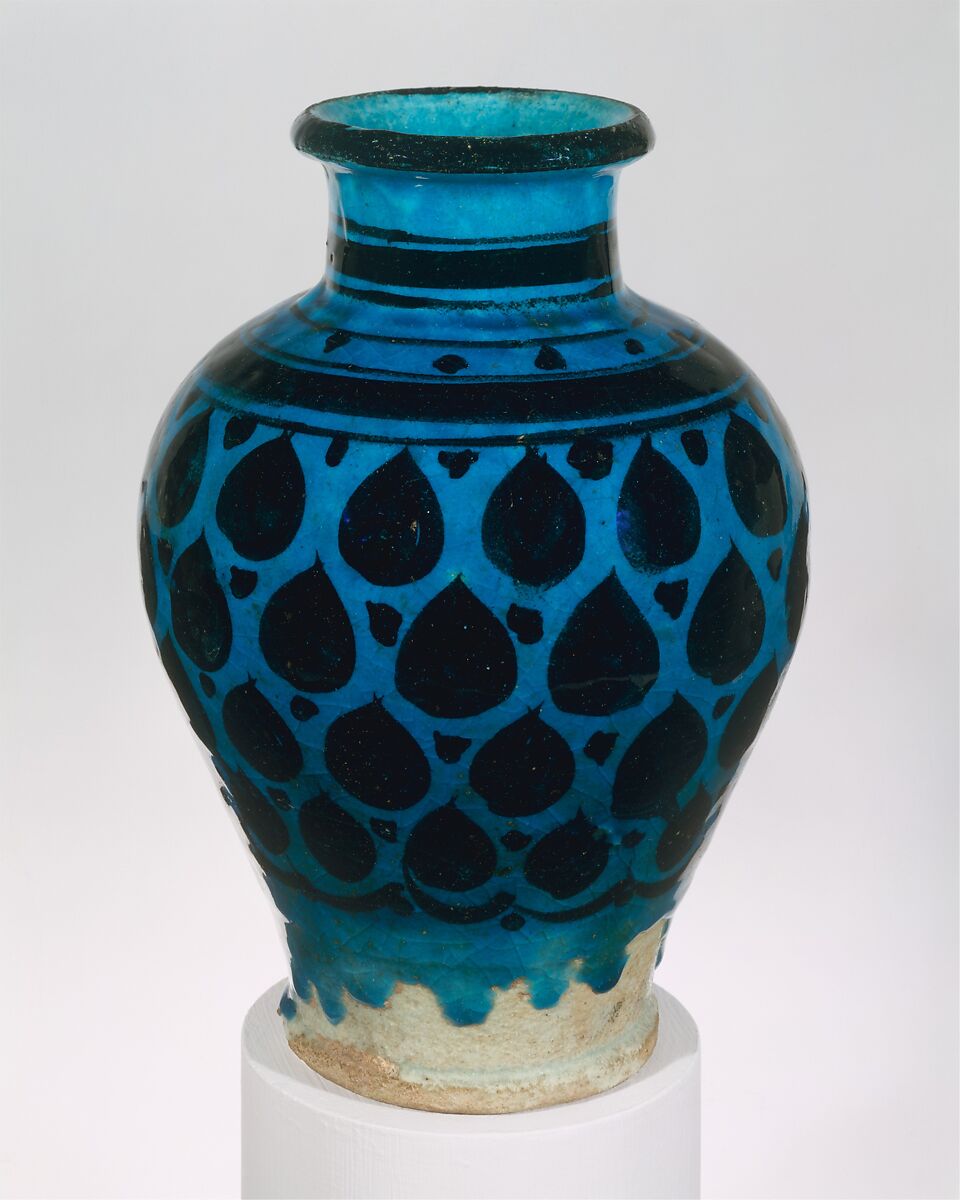 Jar, Stonepaste; painted under transparent turquoise glaze