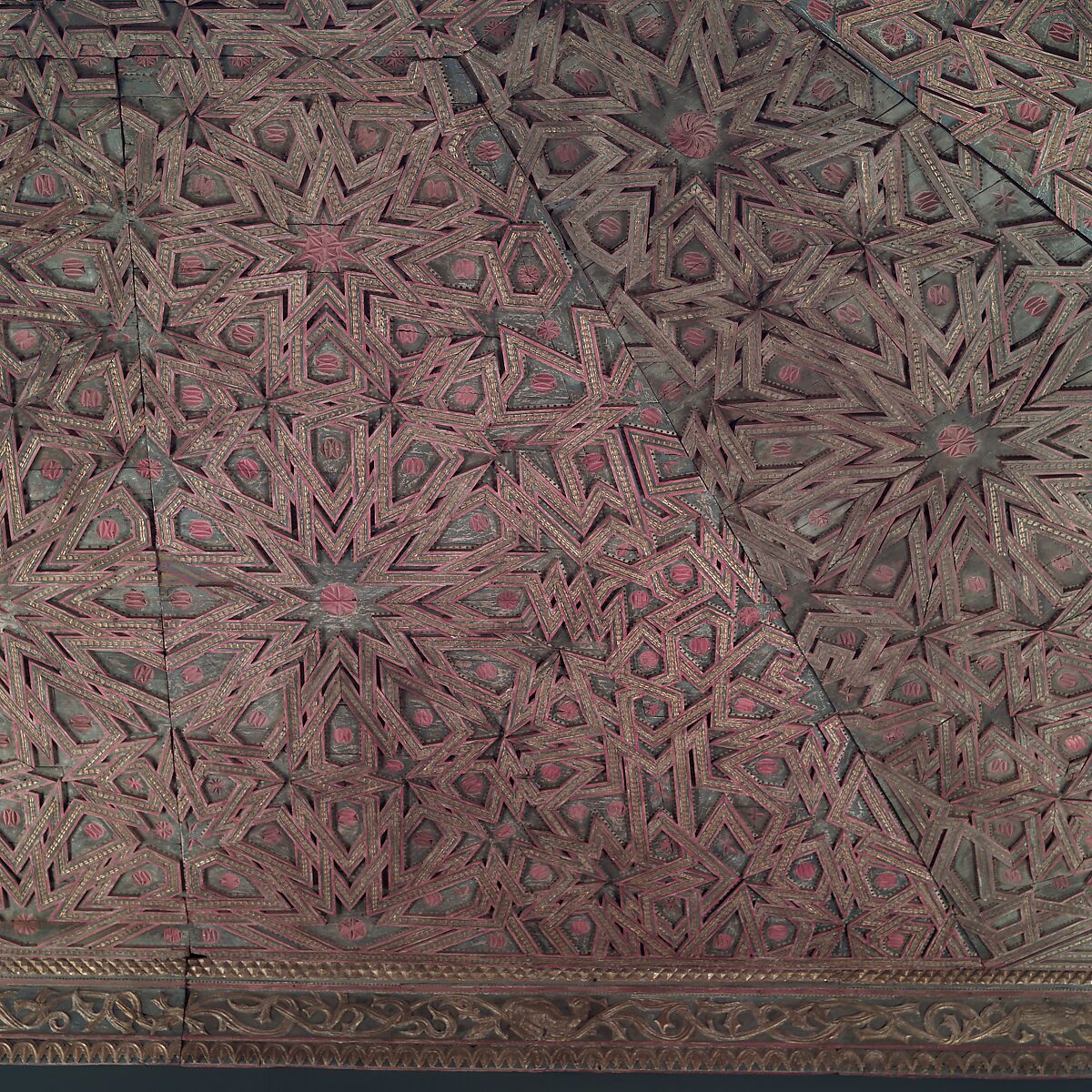 Ceiling, Wood; carved, painted, and gilded 