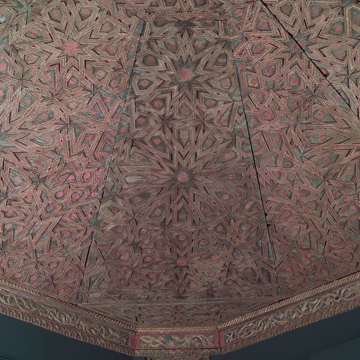 Ceiling, Wood; carved, painted, and gilded