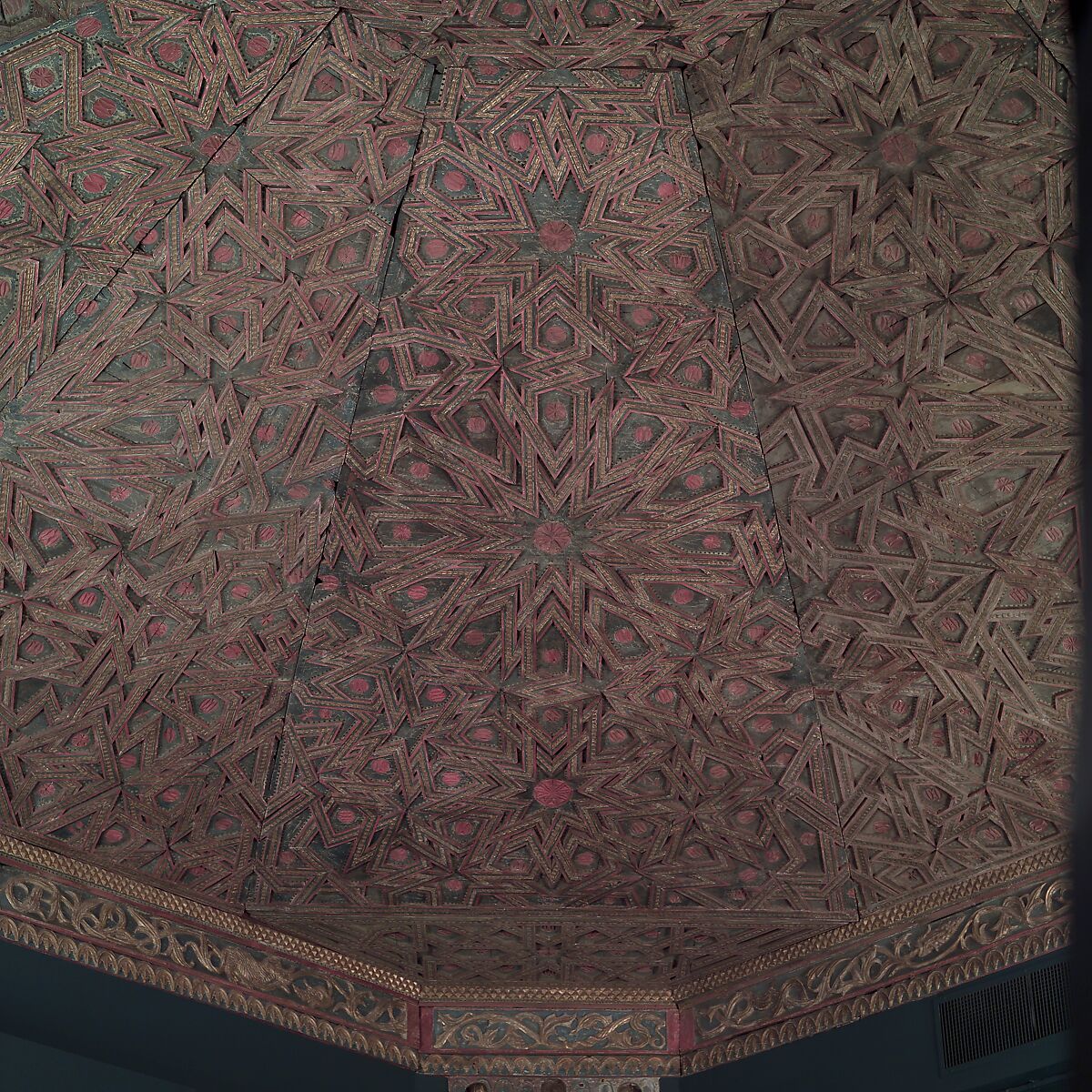 Ceiling, Wood; carved, painted, and gilded