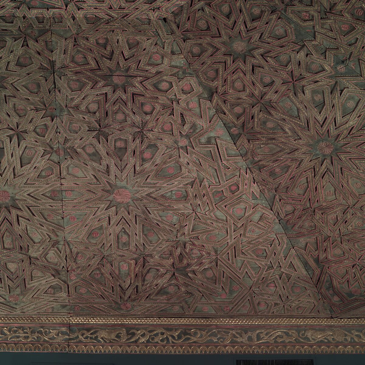 Ceiling, Wood; carved, painted, and gilded