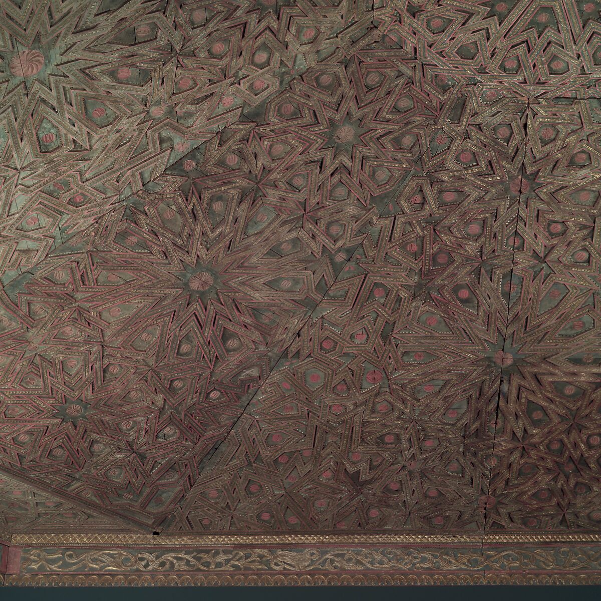 Ceiling, Wood; carved, painted, and gilded
