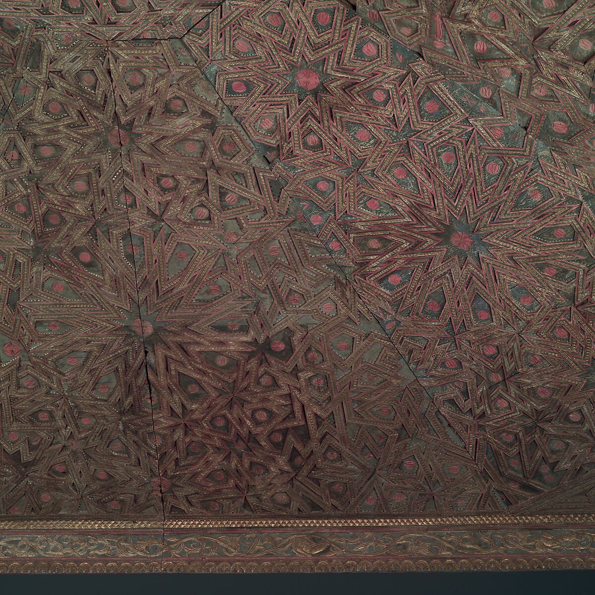 Ceiling, Wood; carved, painted, and gilded