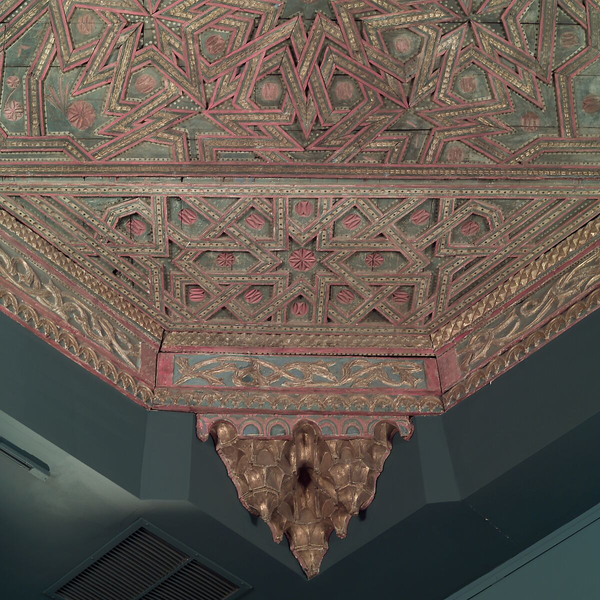 Ceiling, Wood; carved, painted, and gilded