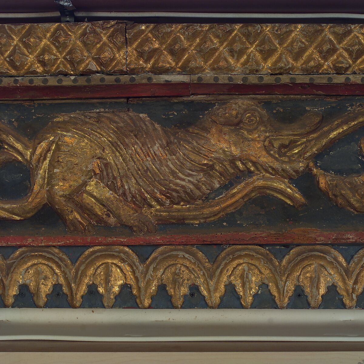 Ceiling, Wood; carved, painted, and gilded