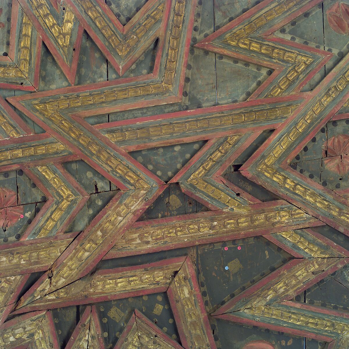 Ceiling, Wood; carved, painted, and gilded