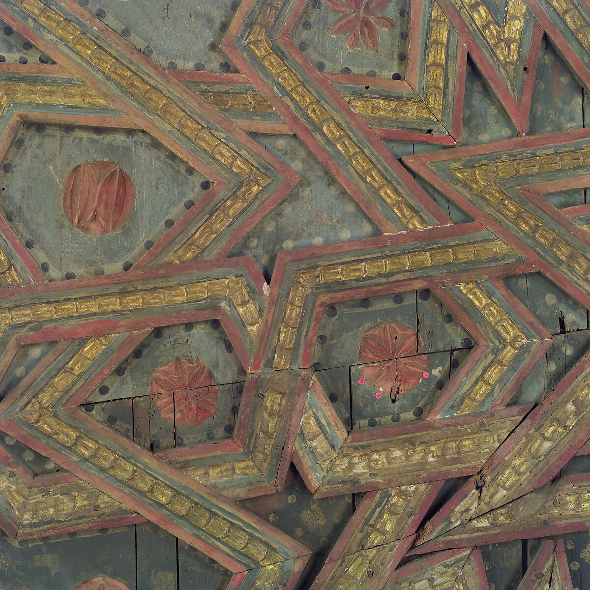 Ceiling, Wood; carved, painted, and gilded