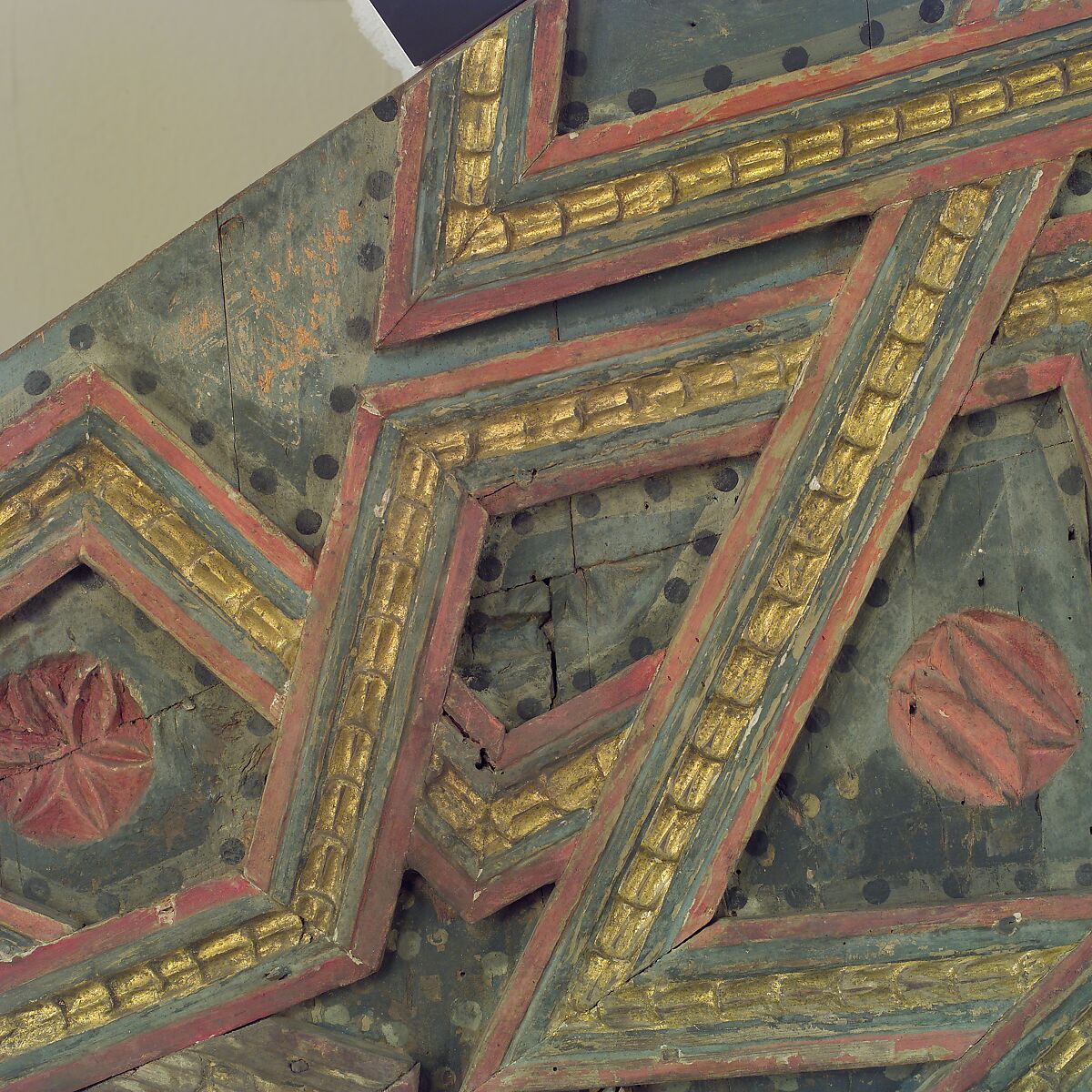 Ceiling, Wood; carved, painted, and gilded