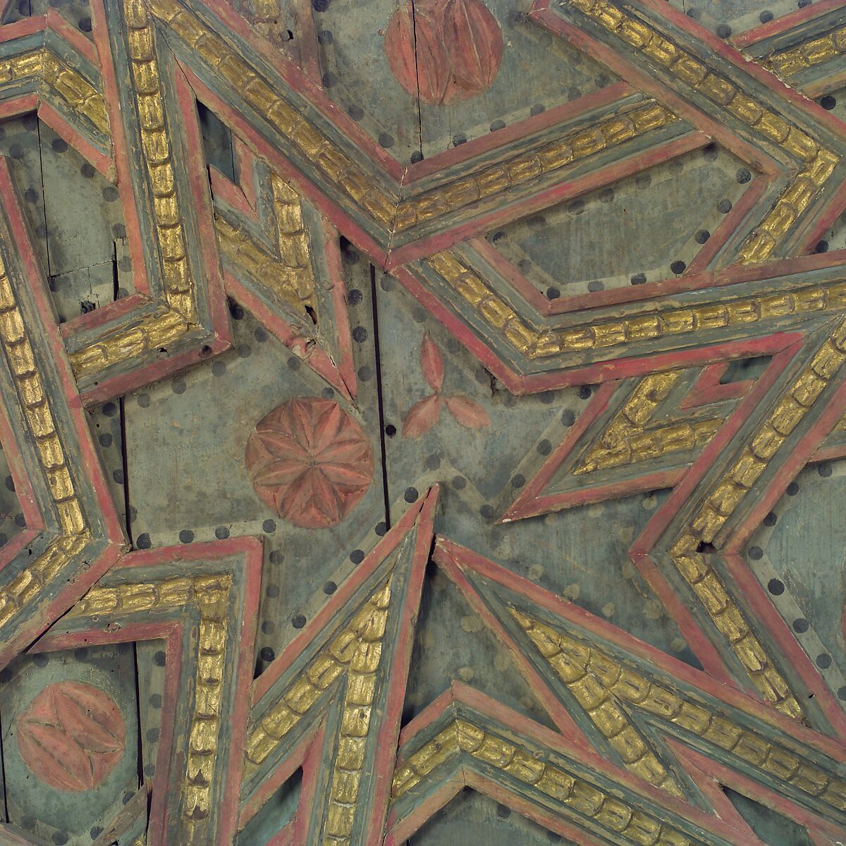 Ceiling, Wood; carved, painted, and gilded