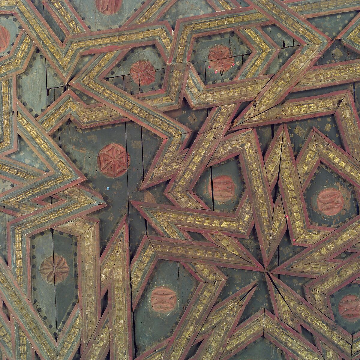 Ceiling, Wood; carved, painted, and gilded