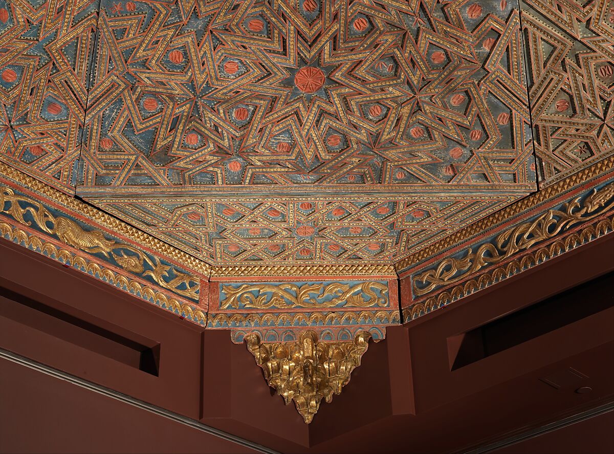 Ceiling, Wood; carved, painted, and gilded