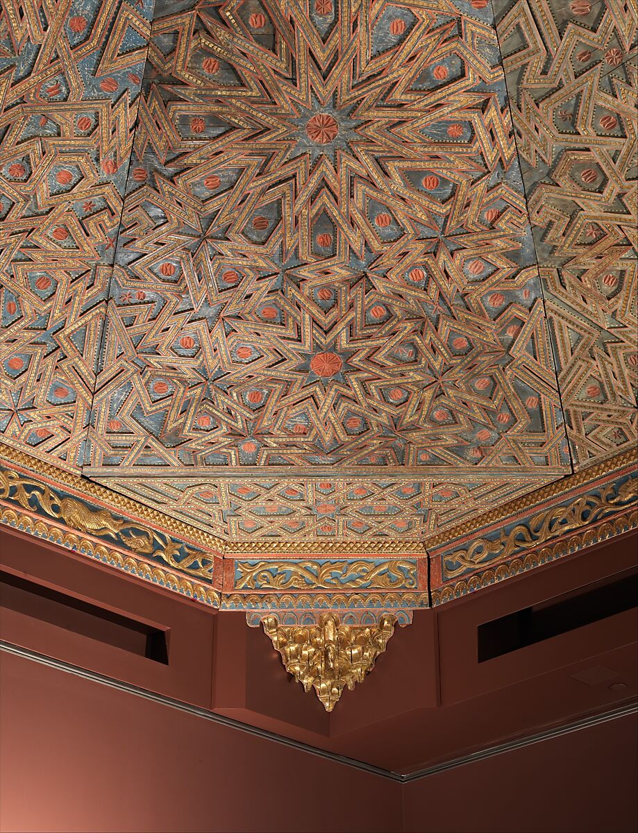 Ceiling, Wood; carved, painted, and gilded