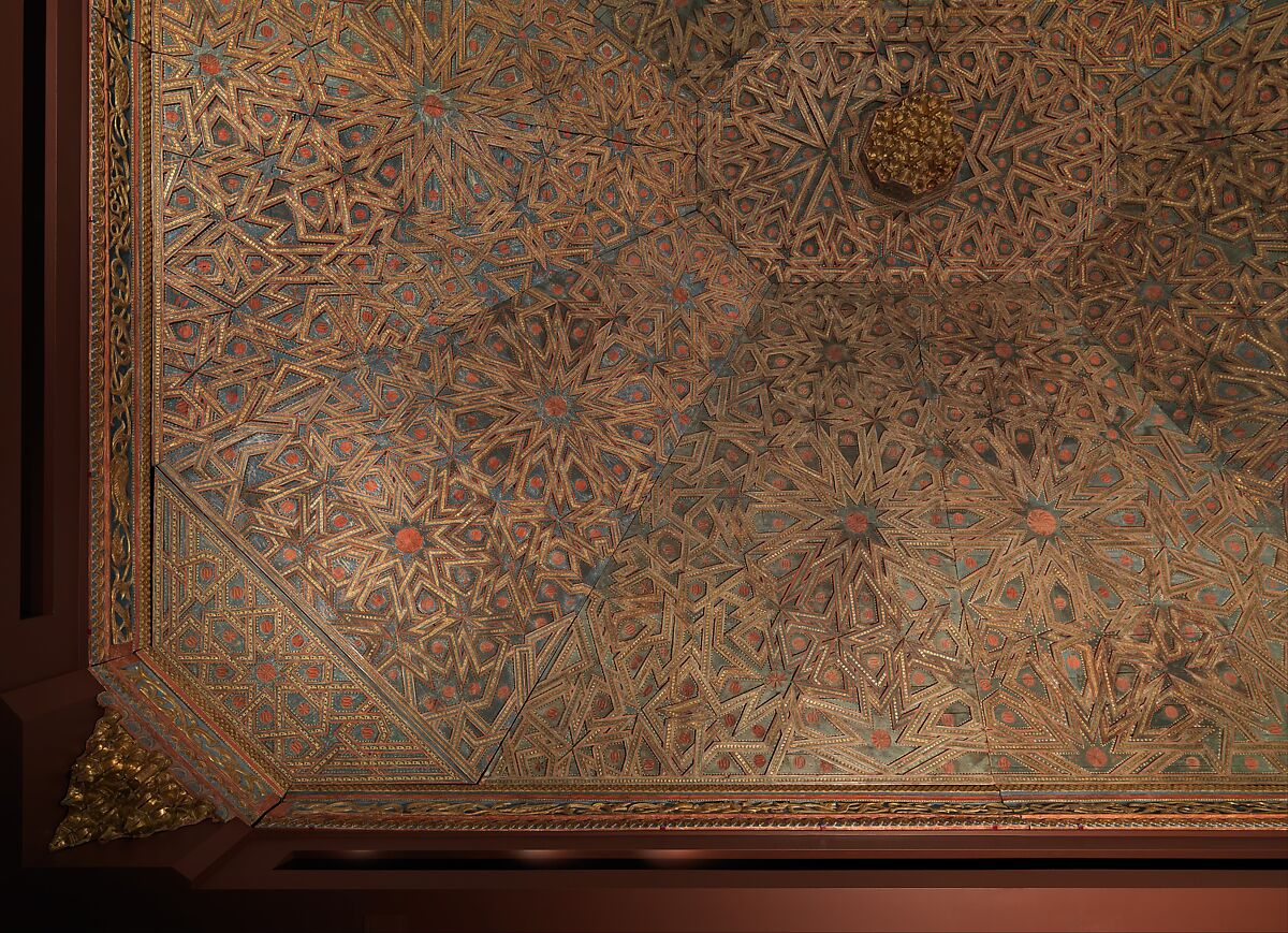 Ceiling, Wood; carved, painted, and gilded