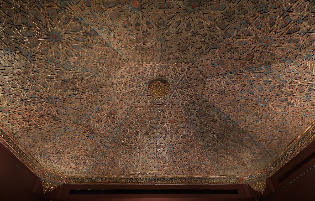 Ceiling, Wood; carved, painted, and gilded