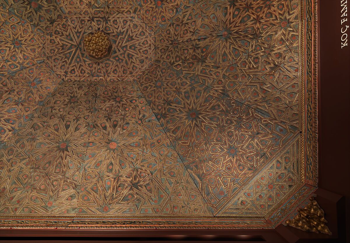 Ceiling, Wood; carved, painted, and gilded