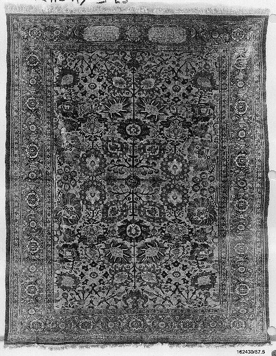 Carpet, Silk (warp, weft and pile); symmetrically knotted pile