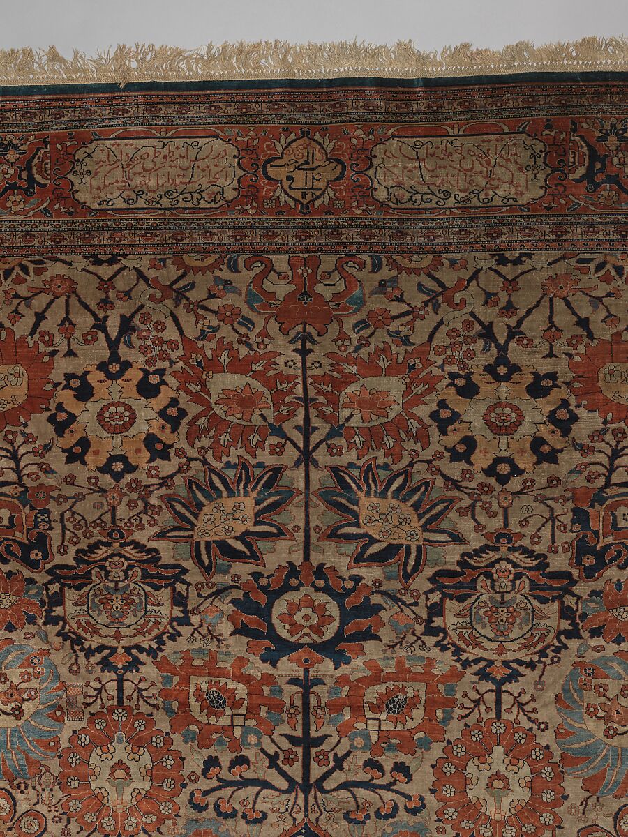 Carpet, Silk (warp, weft and pile); symmetrically knotted pile